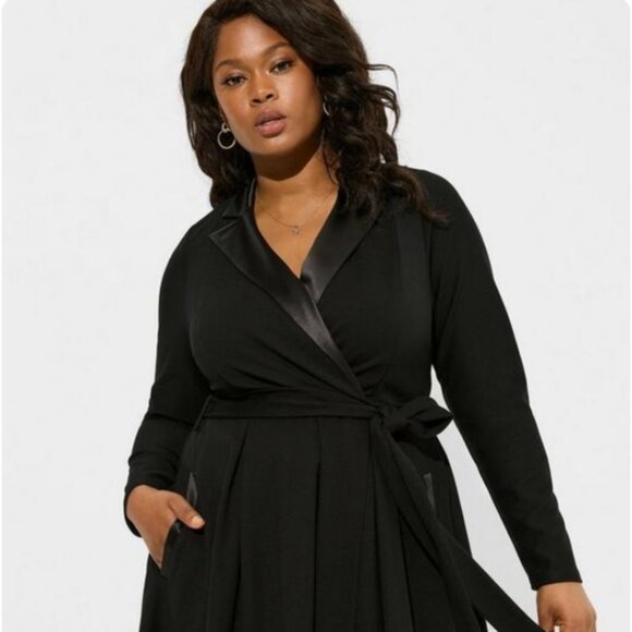 Torrid Mini Tuxedo Dress Black Size 28 - Picture 4 of 7